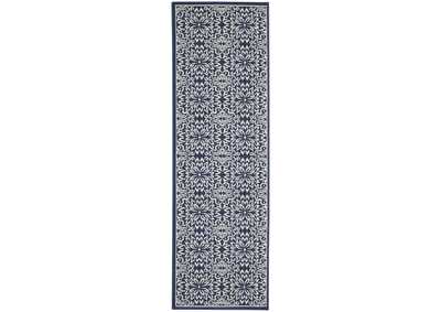 Image for Nourison Jubilant 7' Runner Navy Ivory Transitional Area Rug