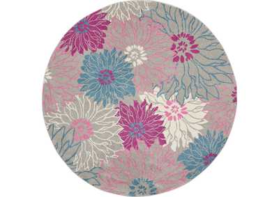 Image for Nourison Passion PSN17 Pink and Grey 8' Round Floral Area Rug