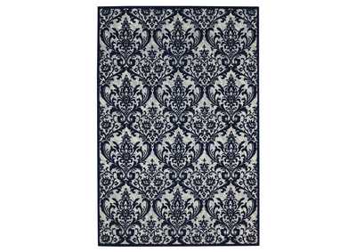 Image for Nourison Damask DAS02 Dark Blue and White 5'x7' Vintage Area Rug