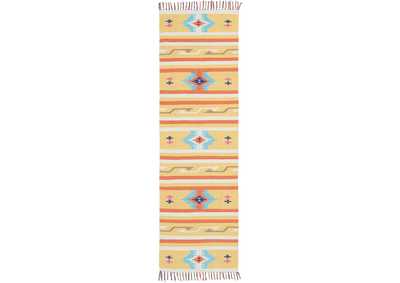 Image for Nourison Baja BAJ03 Yellow 8' Runner Flat Weave Hallway Rug