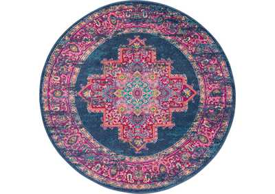 Image for Nourison Passion PSN03 Blue 4' Round Boho Area Rug
