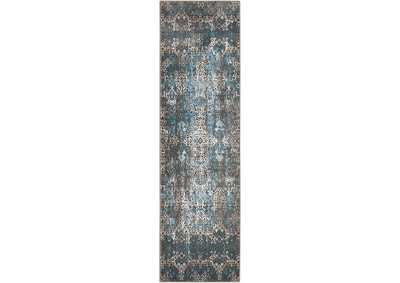 Image for Nourison Karma KRM04 Blue 8' Runner Hallway Rug