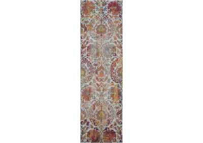 Image for Nourison Ankara Global ANR06 White and Orange 8' Runner Low-pile Hallway Rug