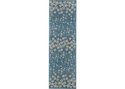 Image for Nourison Tranquil TRA04 Turquoise Blue 7' Runner Hallway Rug
