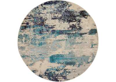 Image for Nourison Celestial CES02 Blue and White 5' Round Beach Area Rug