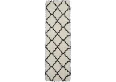 Image for Nourison Luxe Shag LXS02 White 8' Runner Hallway Rug