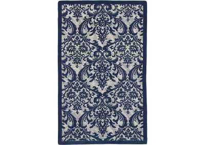 Image for Nourison Damask 2' X 4' Dark Blue and White Vintage Area Rug