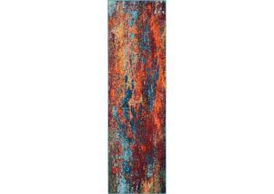 Image for Nourison Celestial CES08 Blue and Red 8' Runner Hallway Rug
