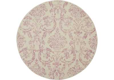 Image for Nourison Jubilant JUB09 White and Pink 5' Round Farmhouse Area Rug
