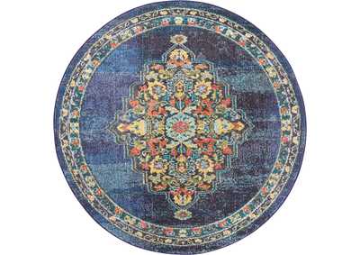Image for Nourison Passionate PST01 Dark Blue Multicolor 5' Round Kashan Area Rug