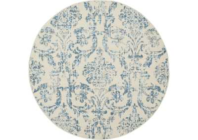 Image for Nourison Jubilant JUB09 White and Blue 5' Round Farmhouse Area Rug
