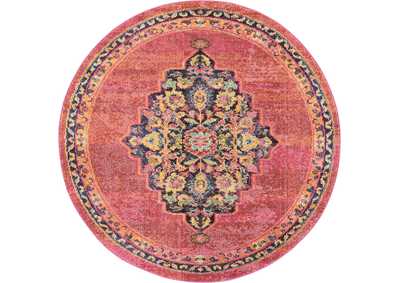 Image for Nourison Passionate PST01 Pink Multicolor 5' Round Boho Area Rug