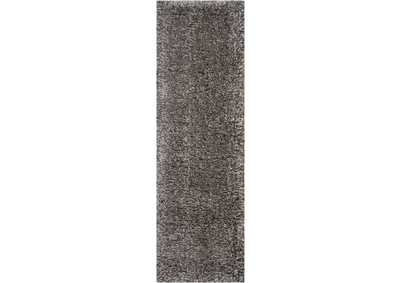 Image for Nourison Luxe Shag LXS01 Charcoal Grey 8' Runner Hallway Rug