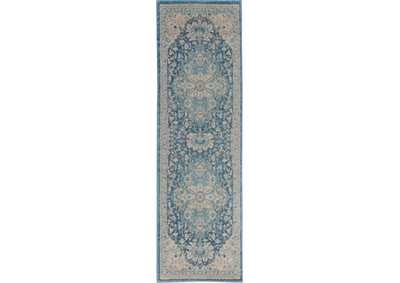 Image for Nourison Tranquil TRA07 Turquoise Blue and White 7' Runner Hallway Rug
