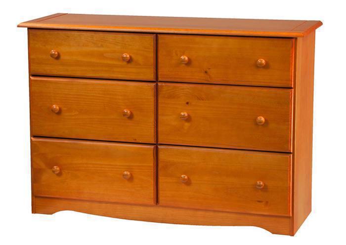 6-Drawer Double Dresser, Honey Pine,Palace Imports
