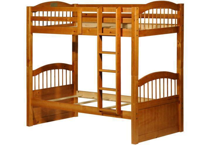 Triplet Twin/Twin Bunk Bed Honey Pine,Palace Imports