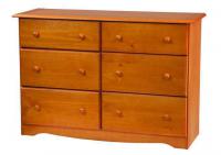 6-Drawer Double Dresser, Honey Pine