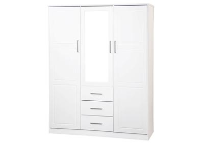 3-Door Cosmo Wardrobe with Mirror, White
