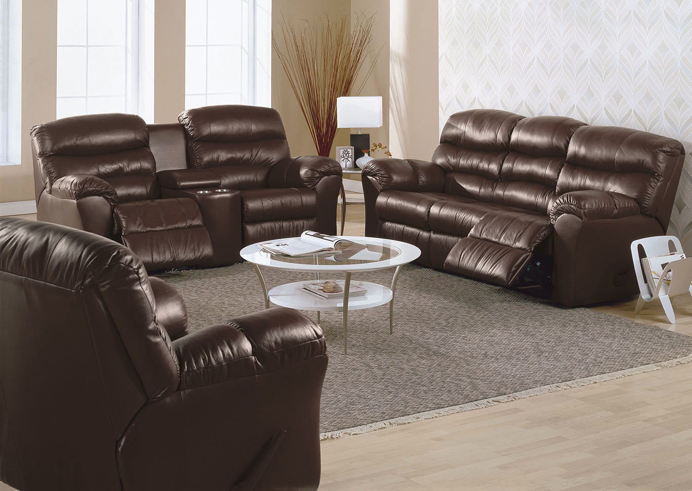 Durant Reclining Sofa and Loveseat w/Console,Palliser Furniture
