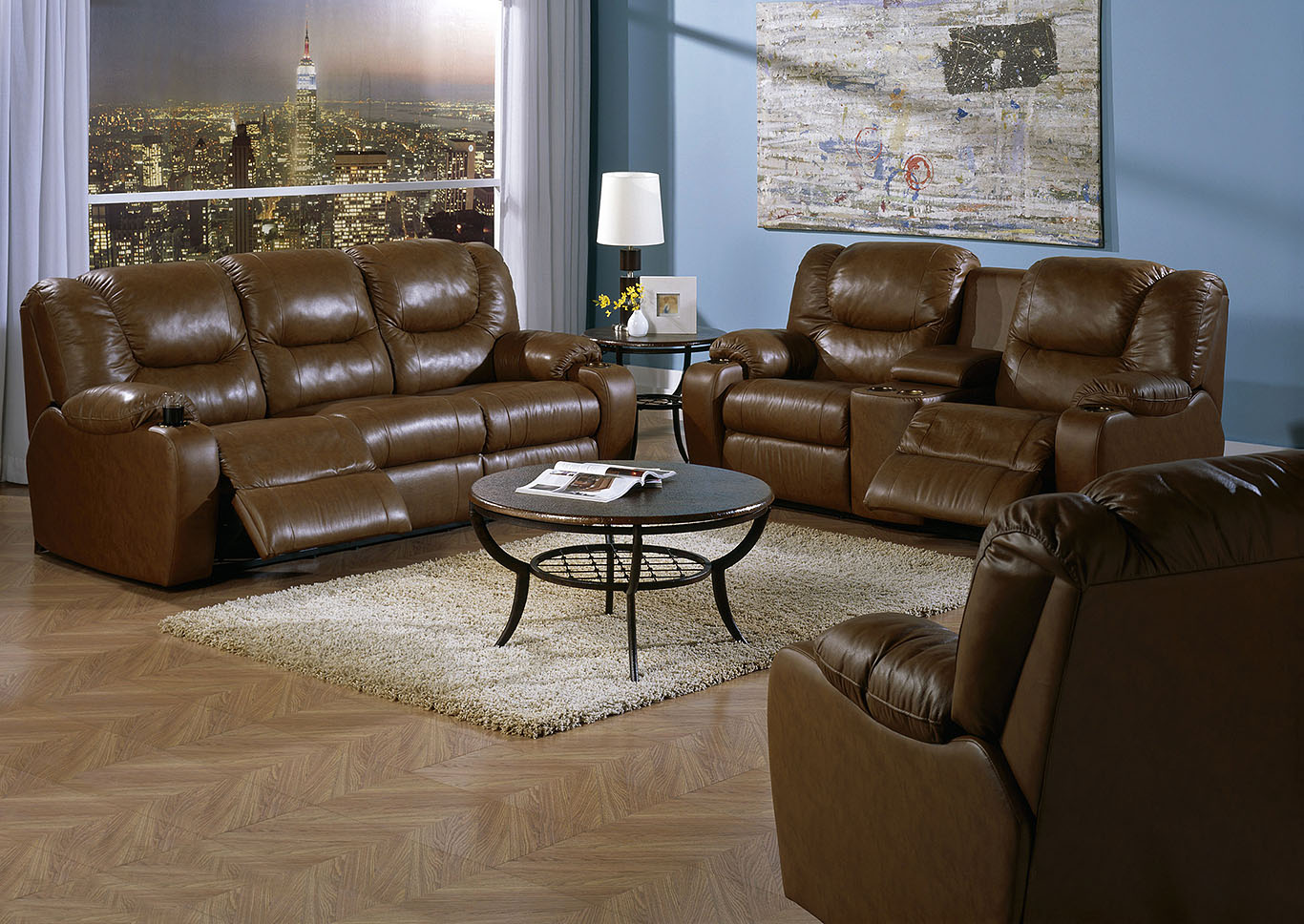 Dugan Reclining Sofa and Loveseat w/Console,Palliser Furniture