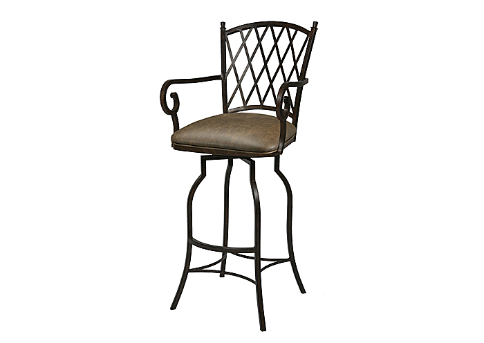Atrium 26" Barstool with arms in Autumn Rust upholstered in Florentine Coffee,Pastel Furniture
