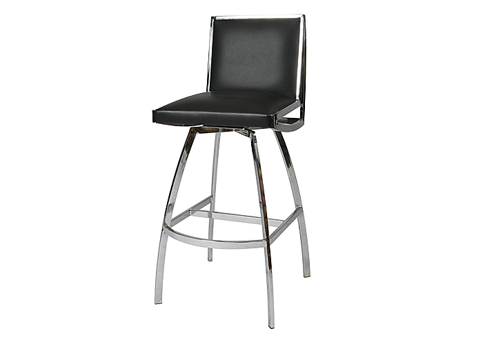 Belado 30" Barstool in Chrome upholstered in Leather Touch Black,Pastel Furniture