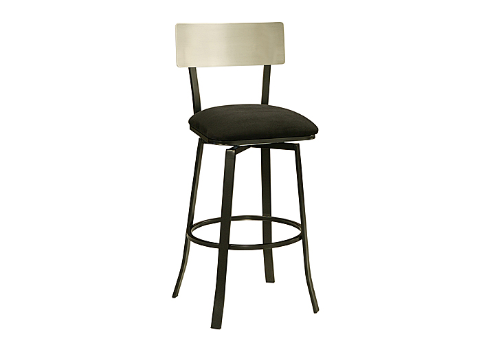 Edinburgh 26" Barstool in Phantom with Brushed Steel upholstered in Passion Suede Black,Pastel Furniture