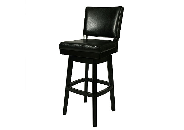 Richfield 26" Barstool in Feher Black upholstered in Black Leather,Pastel Furniture