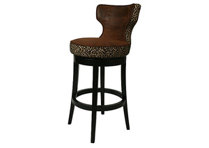 Image for Augusta 26" Barstool in Feher Black upholstered in Wrangler with Leopard