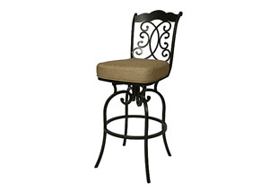 Image for Athena 30" Outdoor Barstool in Courtyard Siena upholstered in Sesame Linen