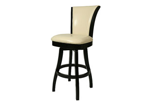 Image for Glenwood 26" Barstool without arms in Feher Black upholstered in Cream Leather