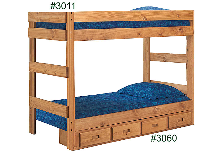 Twin/Twin One-Piece Bunk Bed, Unfinished,OLD - DO NOT USE - Pine Crafter Furniture