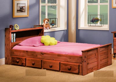 Image for Mahogany Finish Twin Bookcase Mates Bed