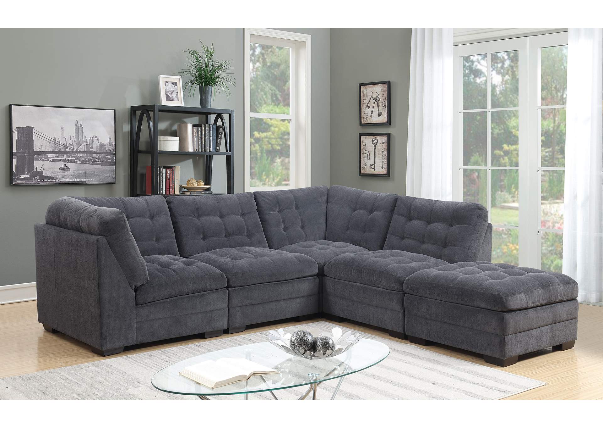 Morrison U2319 5Pc Sectional 2 A/L, 2 Cnr, Otto,Porter Designs