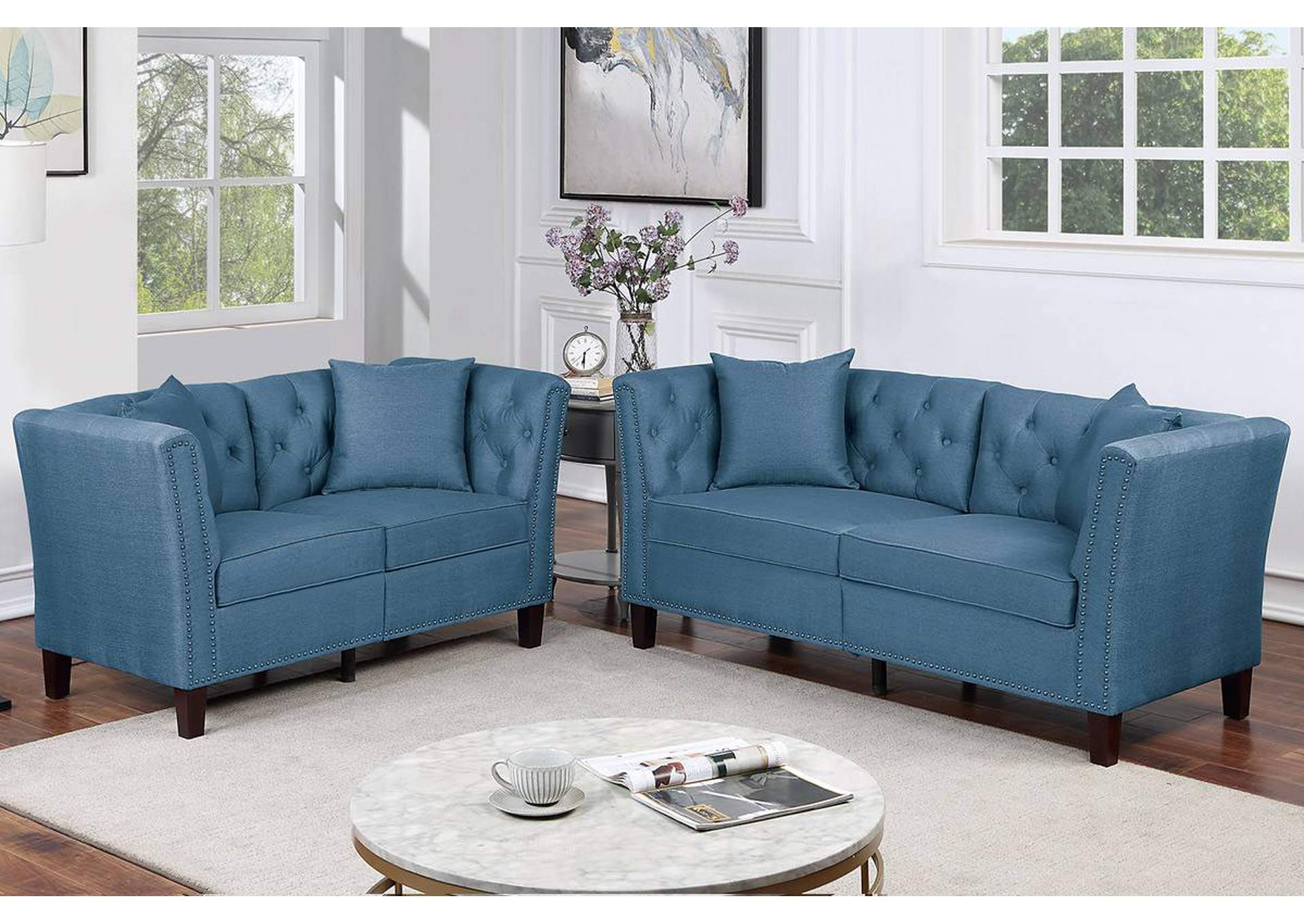 2-PC SOFA SET W/ 4 ACCENT PILLOWS,Poundex