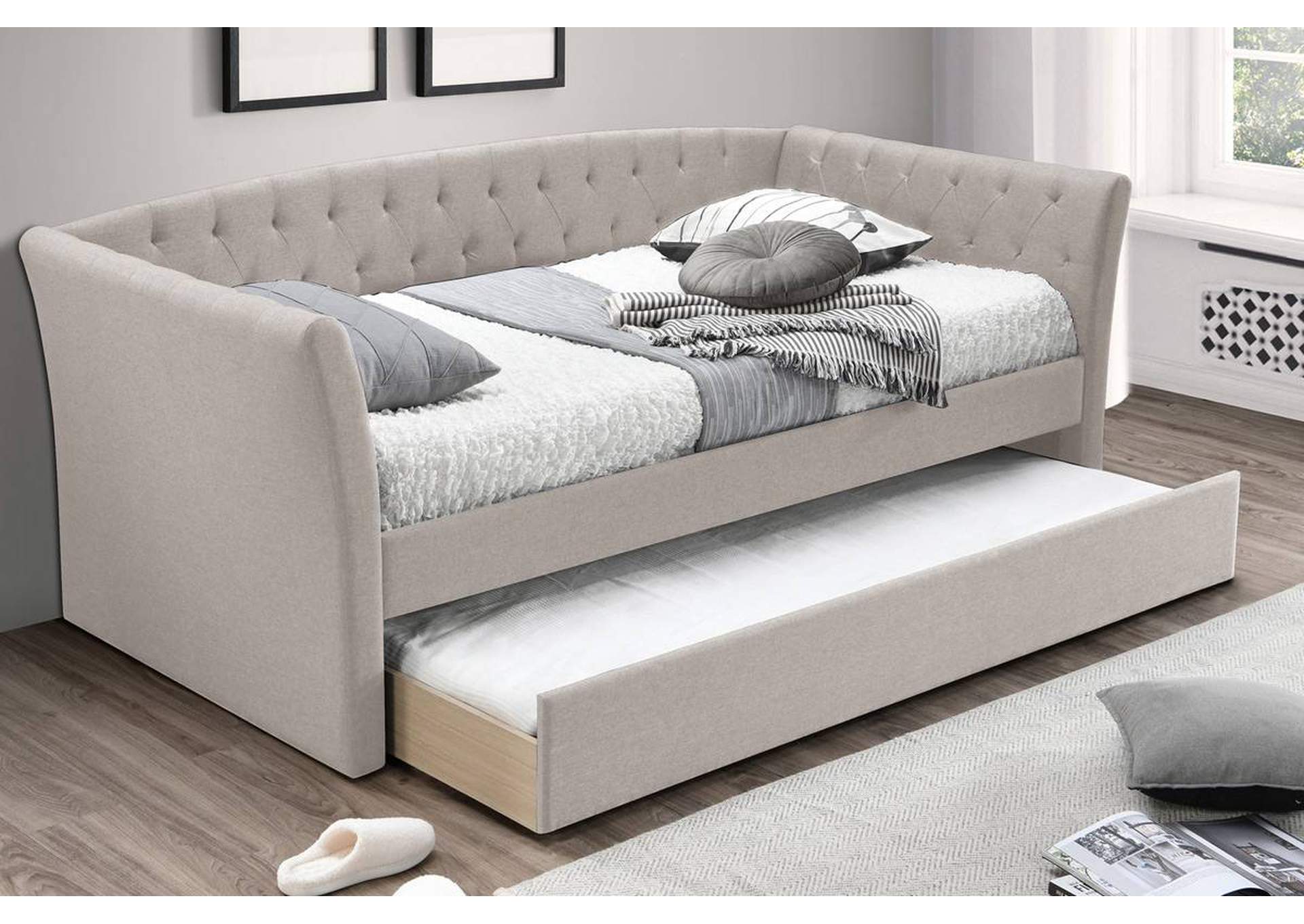 Day Bed w/ Slats + Trundle,Poundex