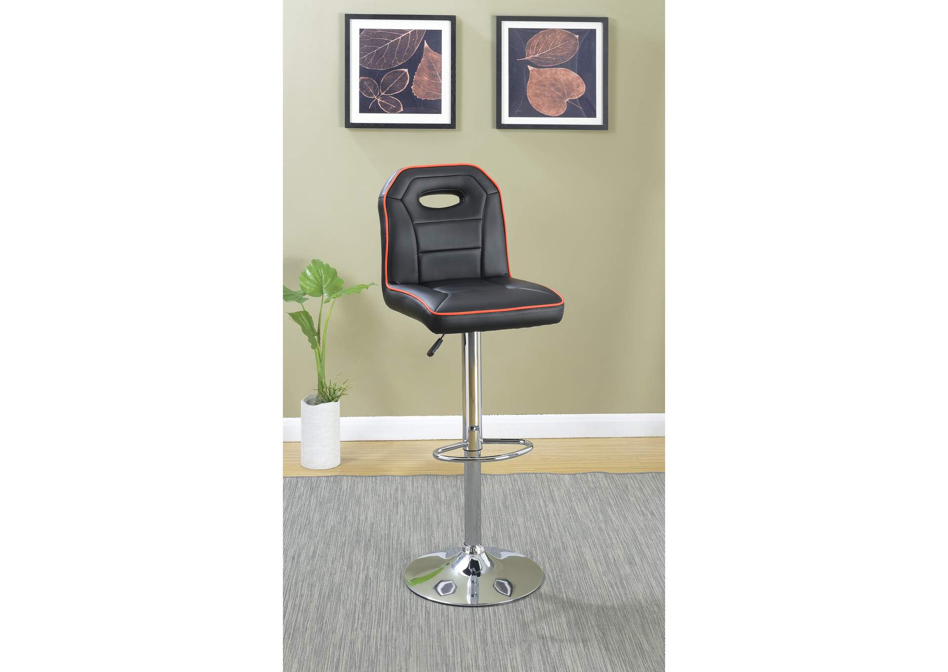 Swivel Bar Stool/Pu-Black [Set of 2],Poundex