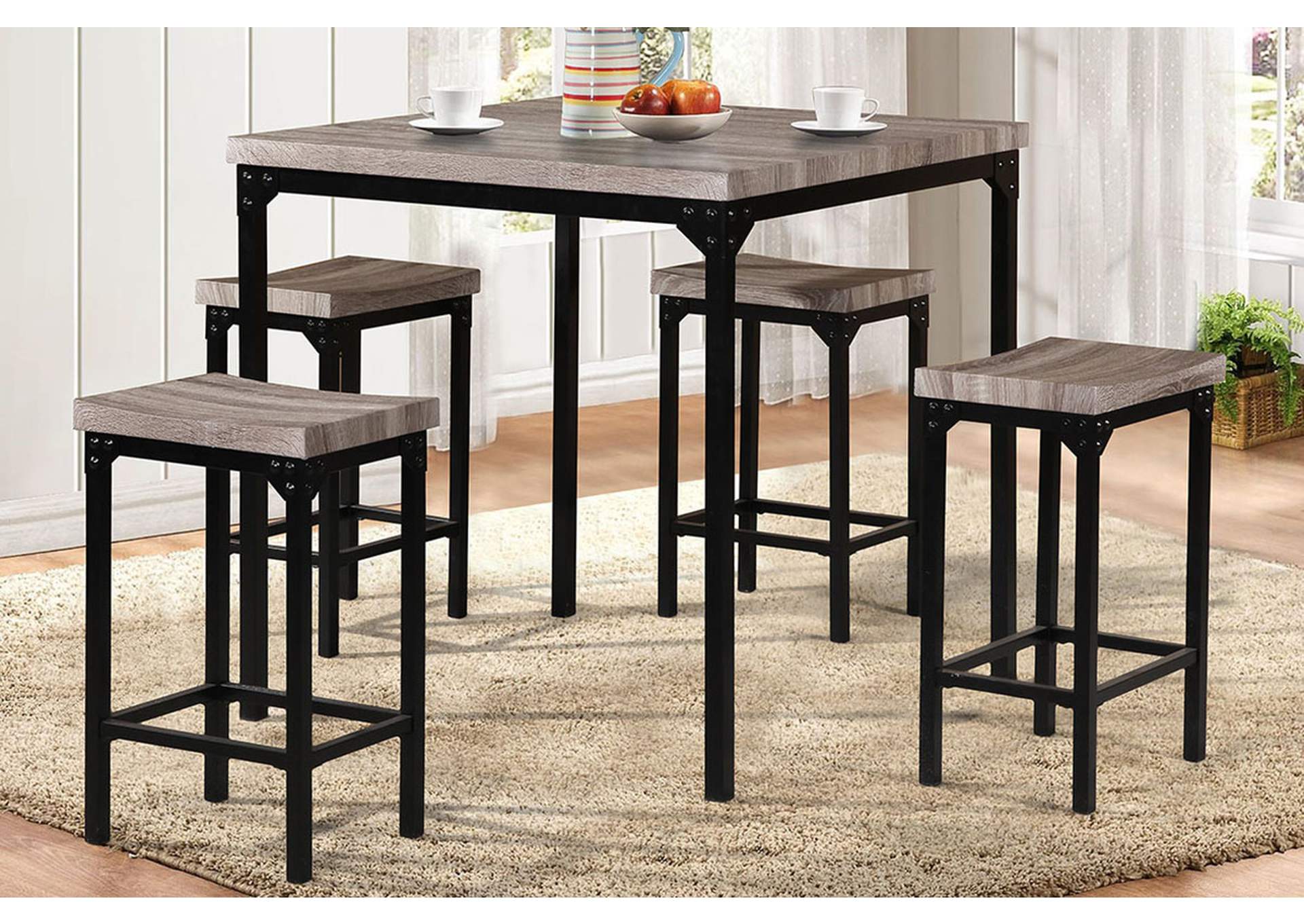 5 Piece Counter Height Dining Set,Poundex