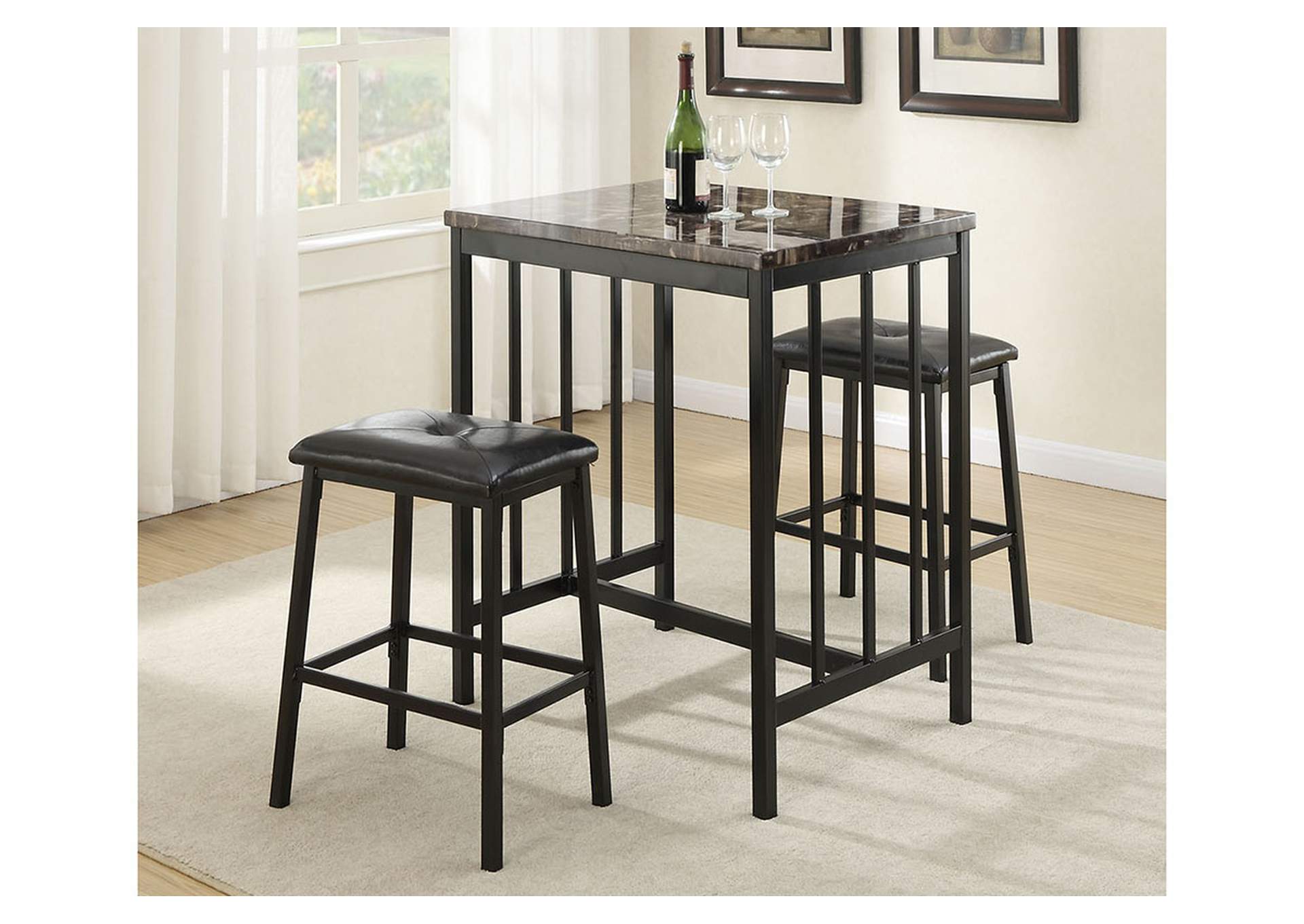 3 Piece Counter Height Dining Set,Poundex