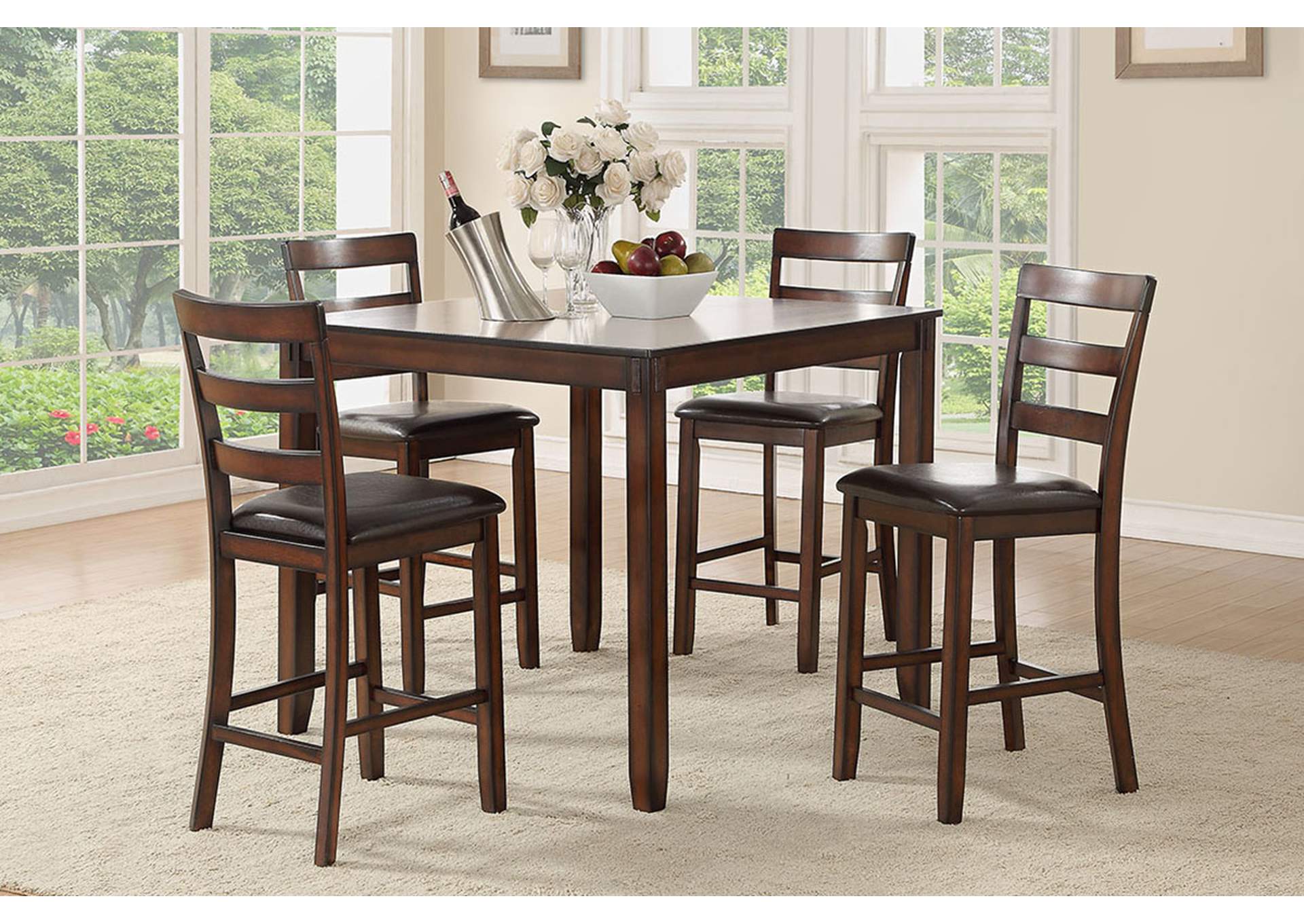 5 Piece Counter Height Dining Set,Poundex