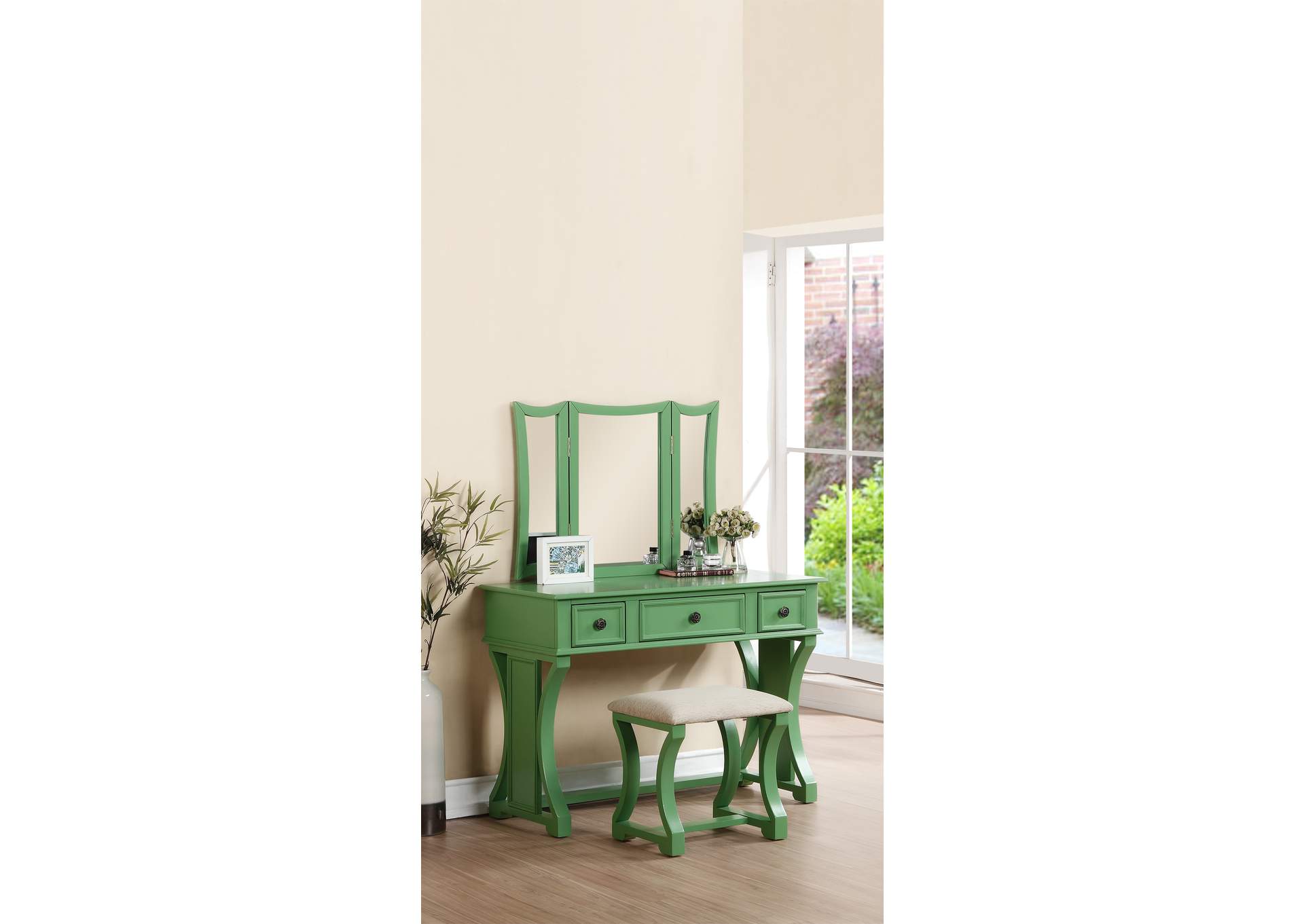 Apple Green Vanity W Stool Quality Furniture Wa