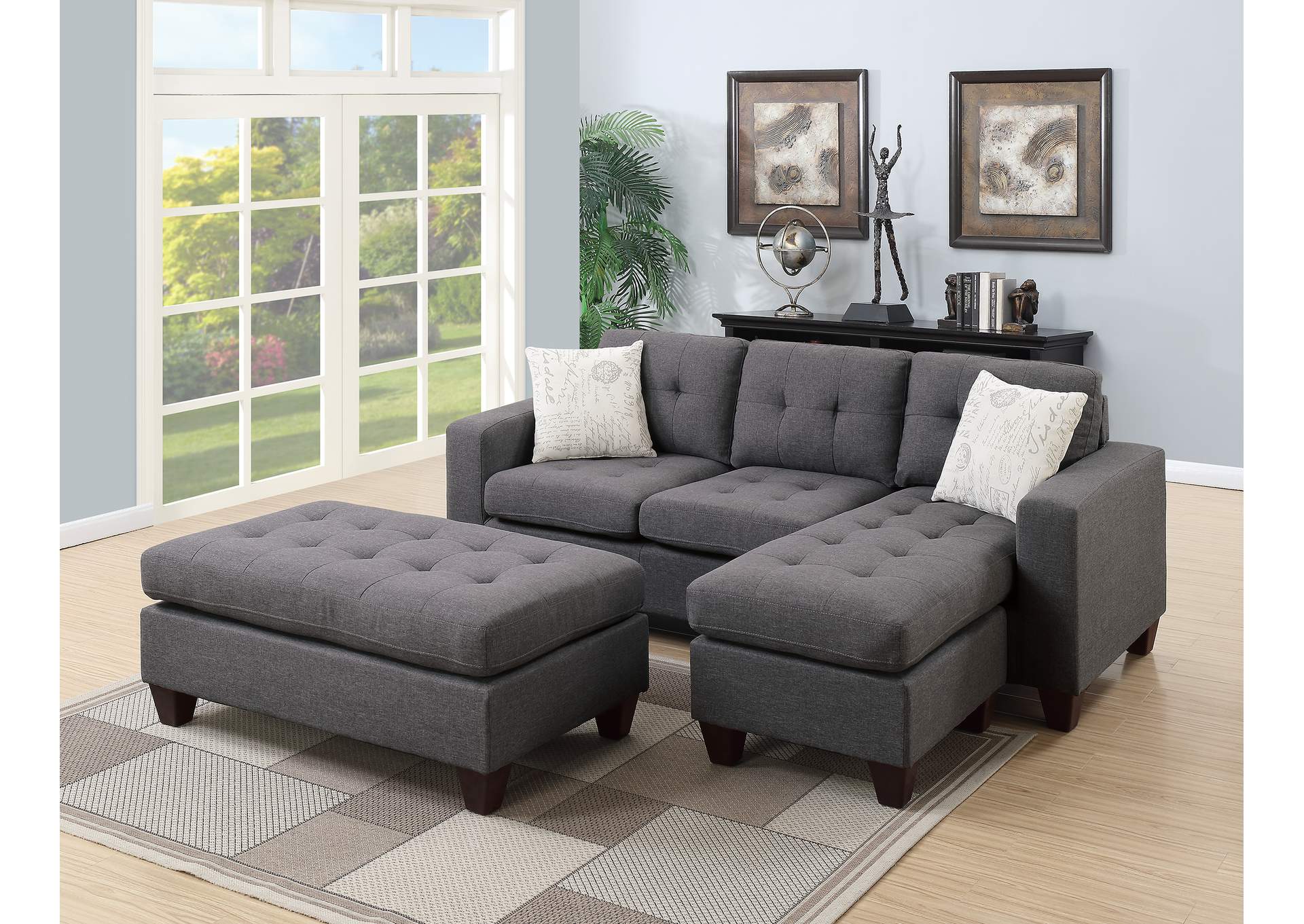 Sectional Sofa & Ottoman,Poundex