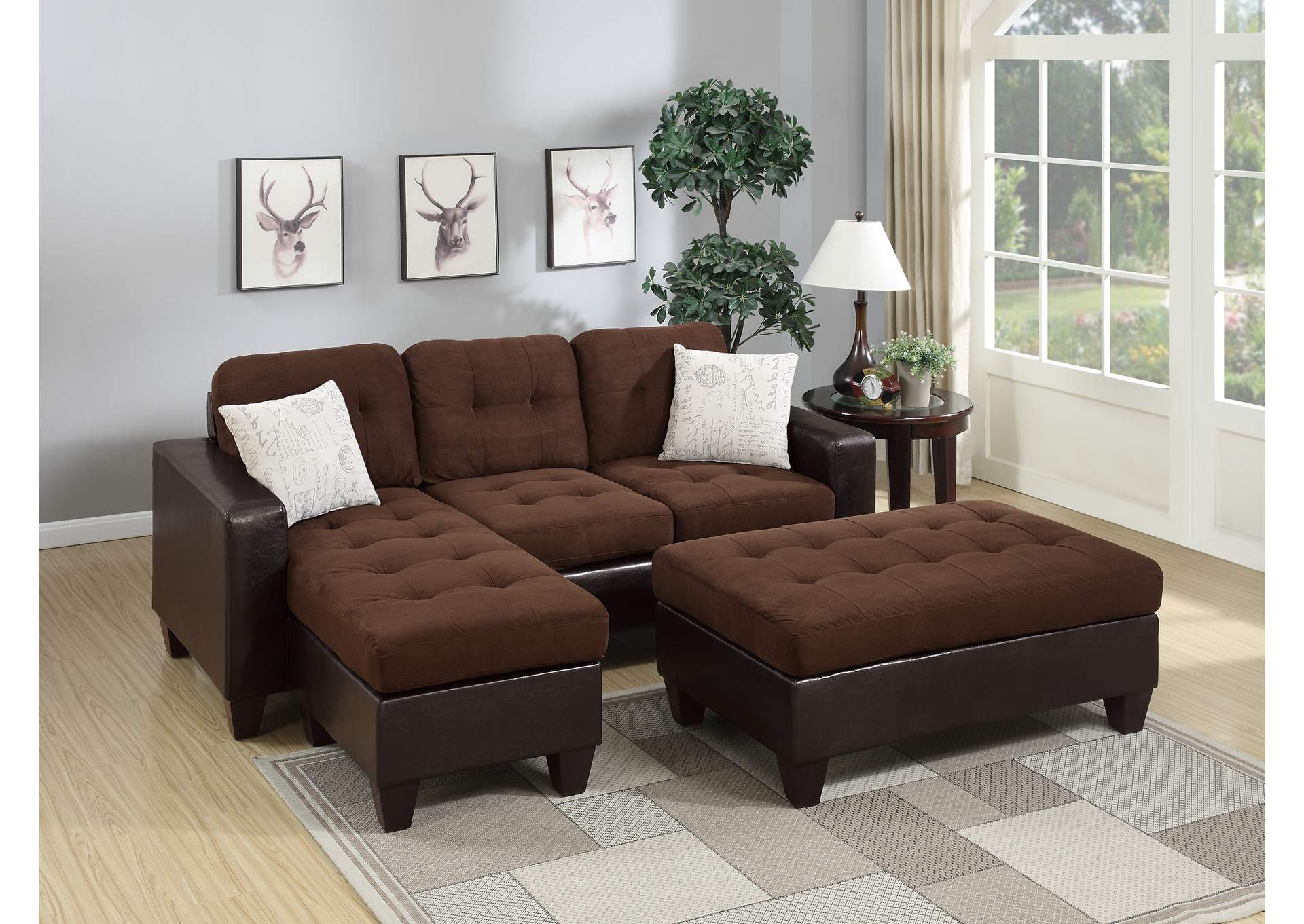 Sectional Sofa & Ottoman,Poundex