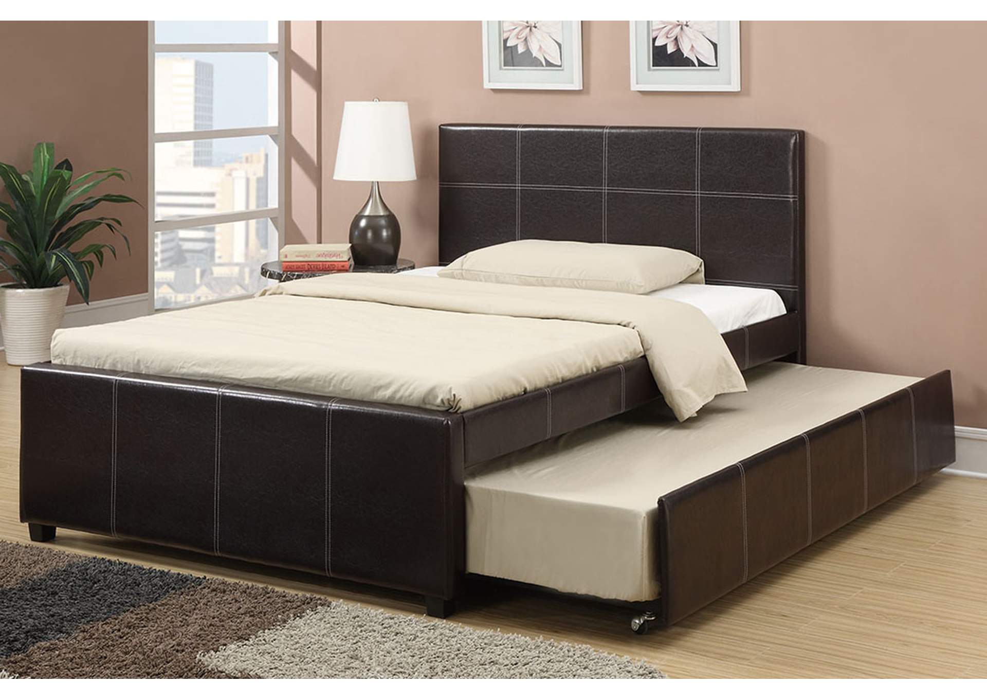 Twin Size Bed w/Trundle,Poundex