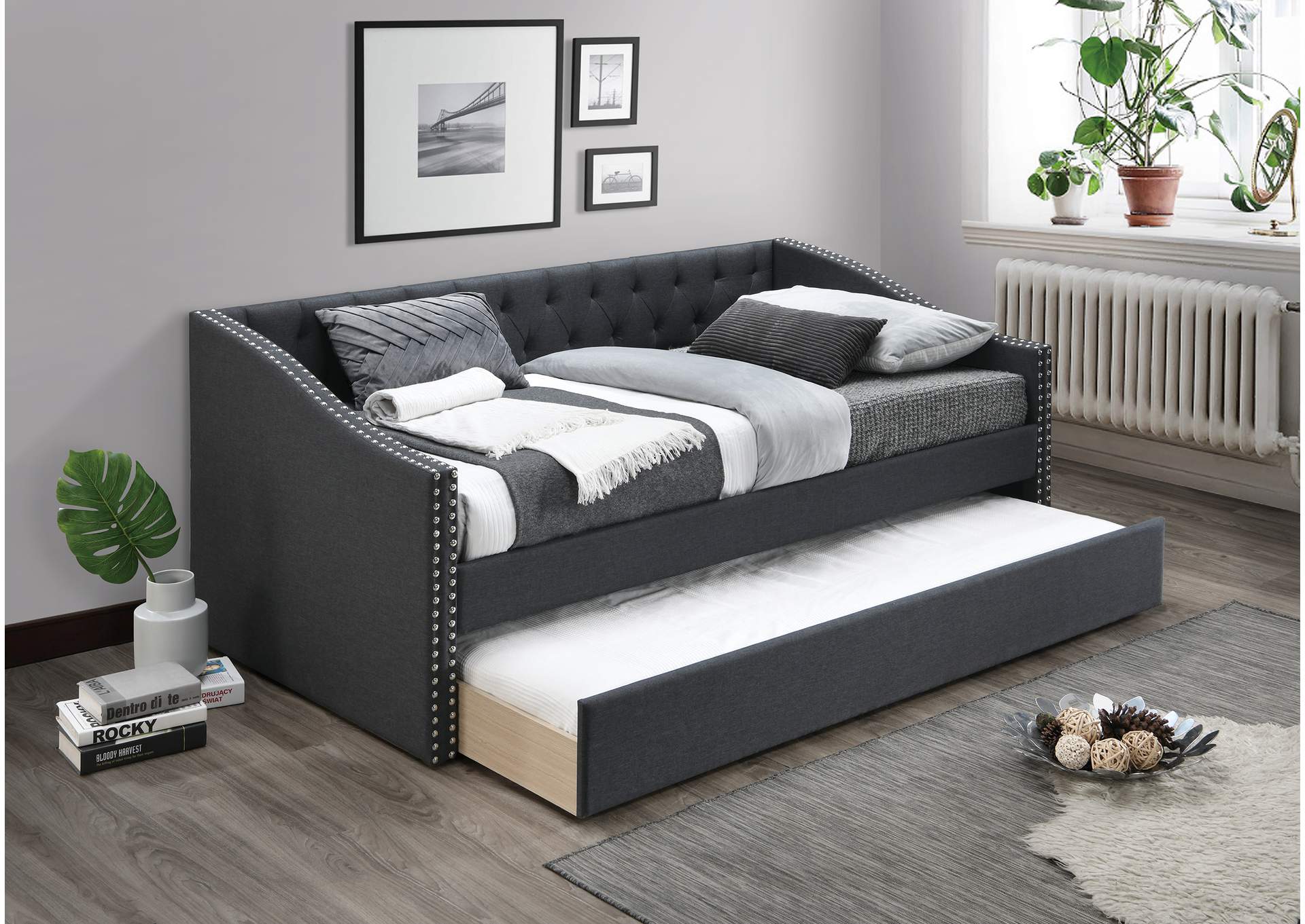 Day Bed w/ Slats + Trundle,Poundex