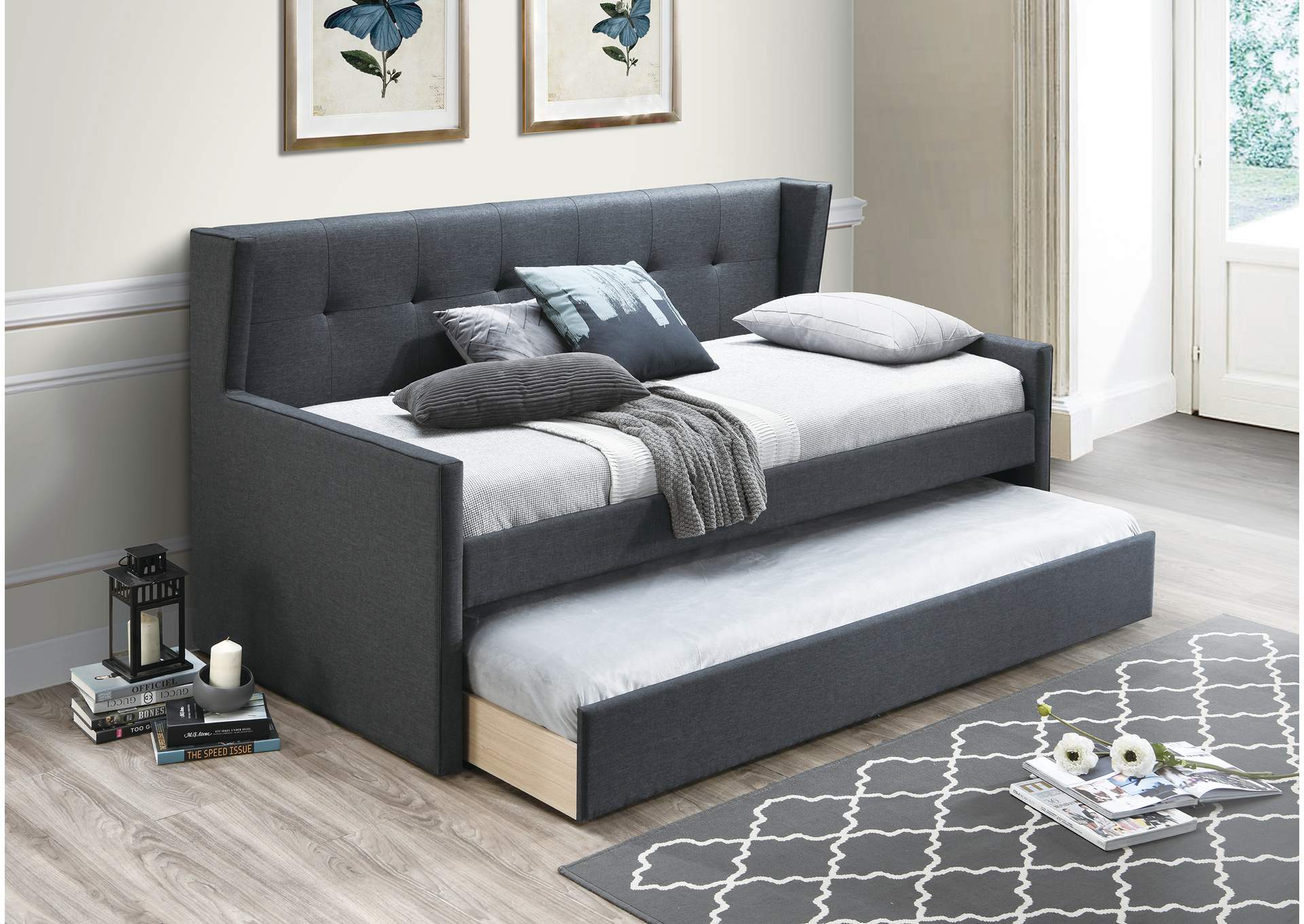 Day Bed w/ Slats + Trundle,Poundex