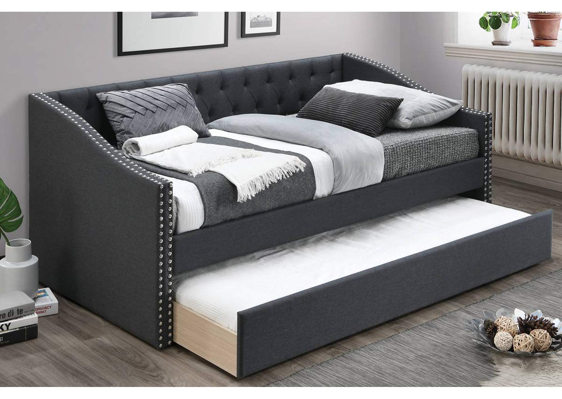 Day Bed w/ Slats + Trundle,Poundex