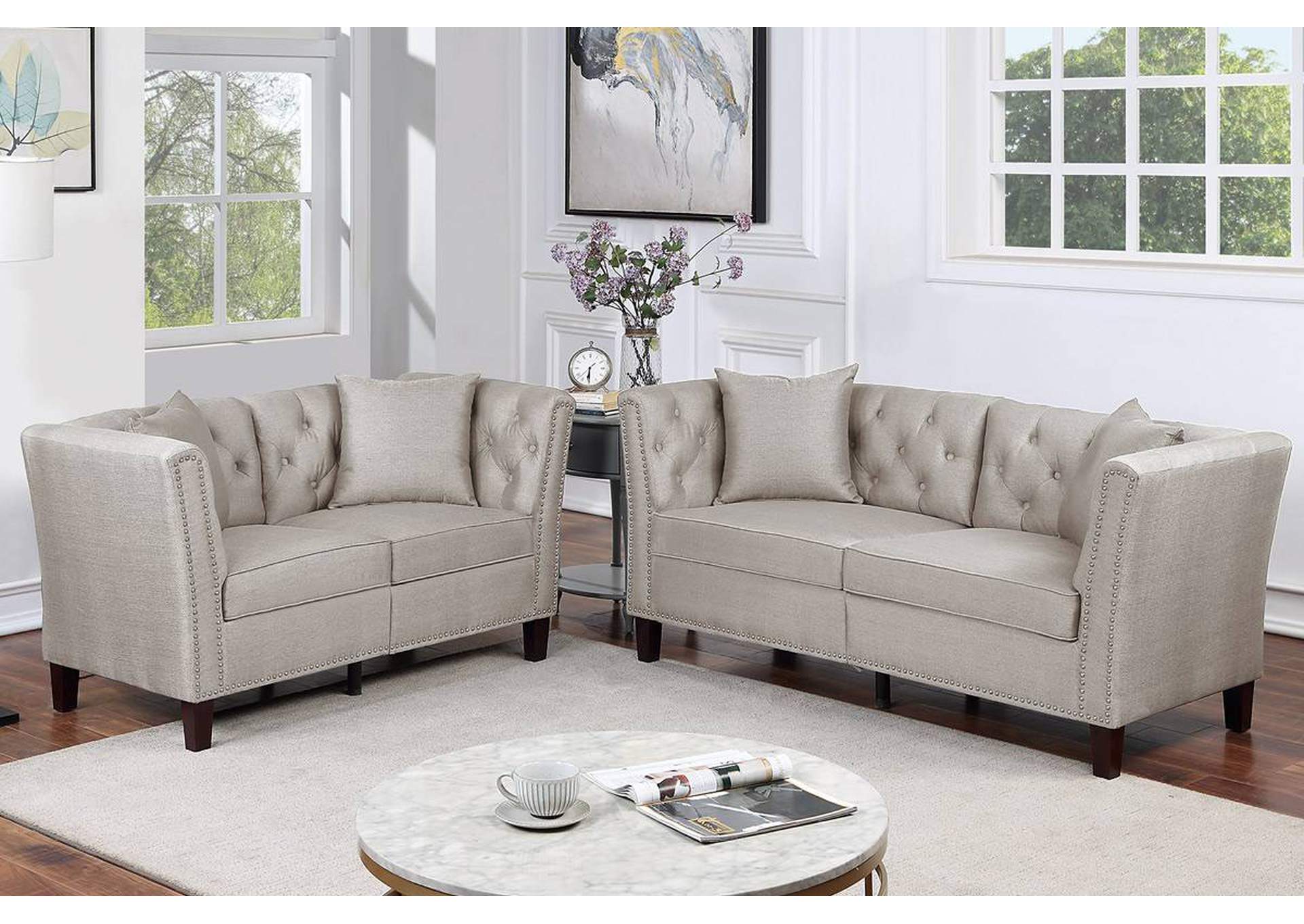 2-PC SOFA SET W/ 4 ACCENT PILLOWS,Poundex