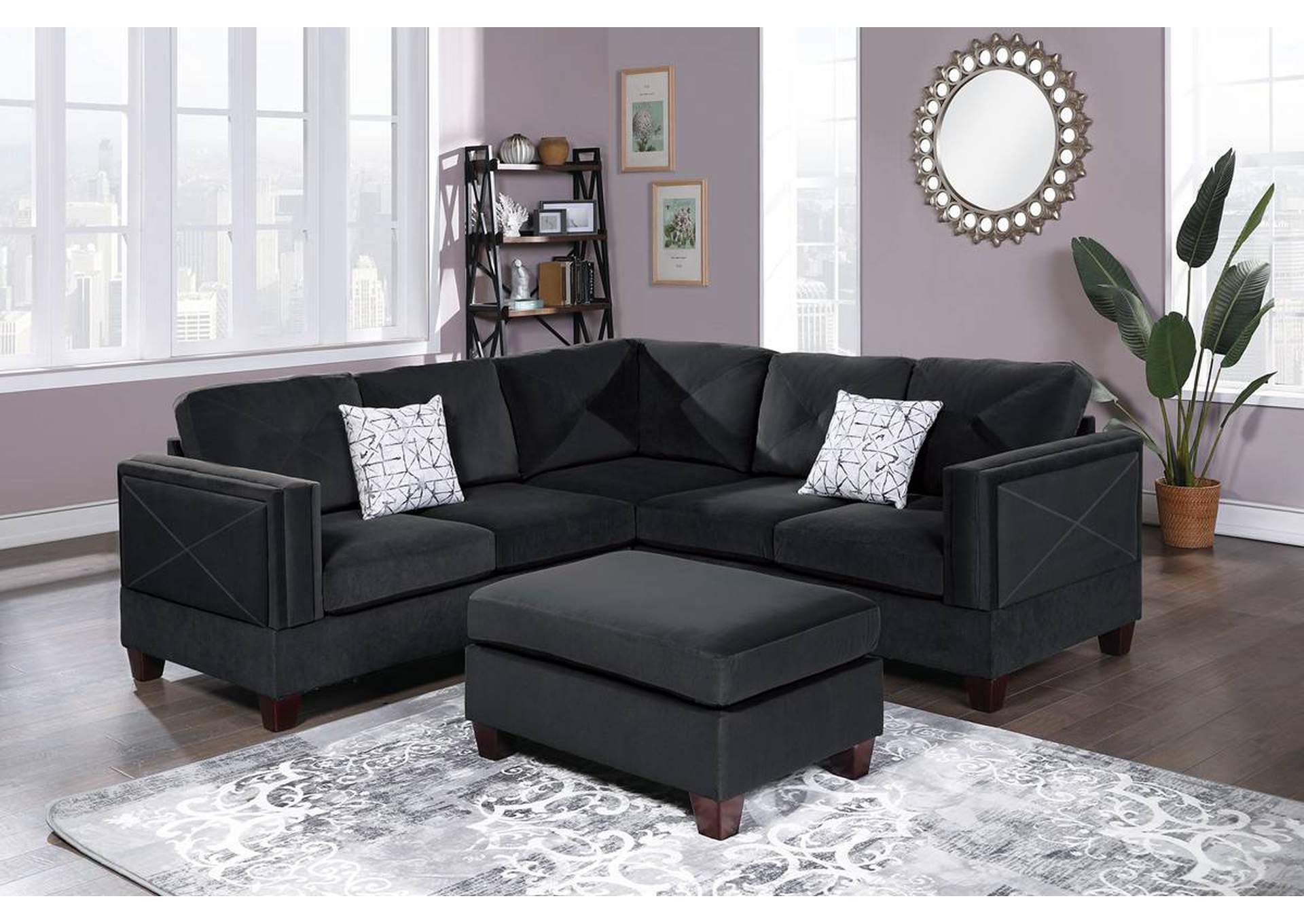 3-PC SECTIONAL W/2 ACCENT PILLOW (OTTOMAN INCLUDED),Poundex