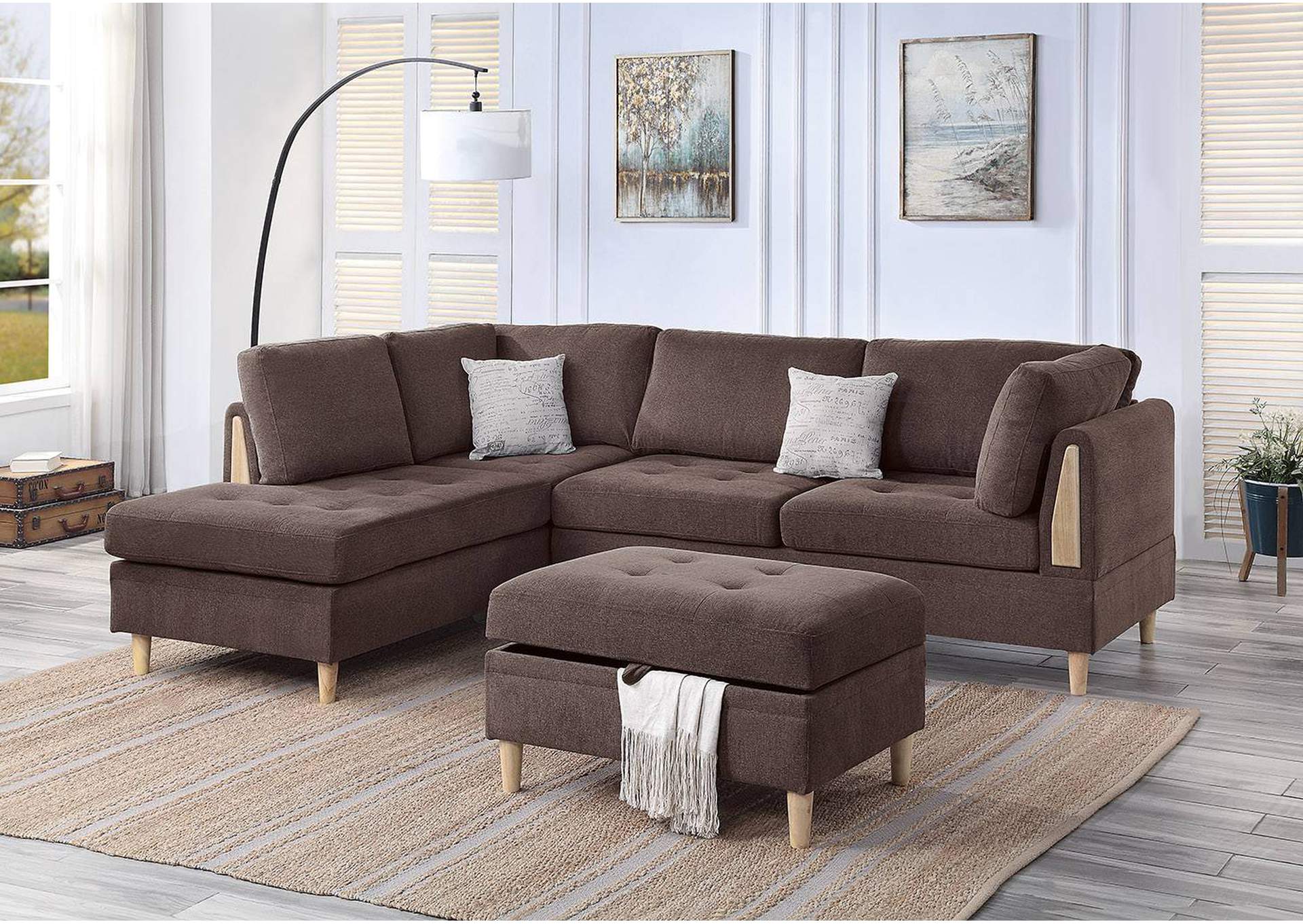 3-PC SECTIONAL SET CHOCOLATE,Poundex